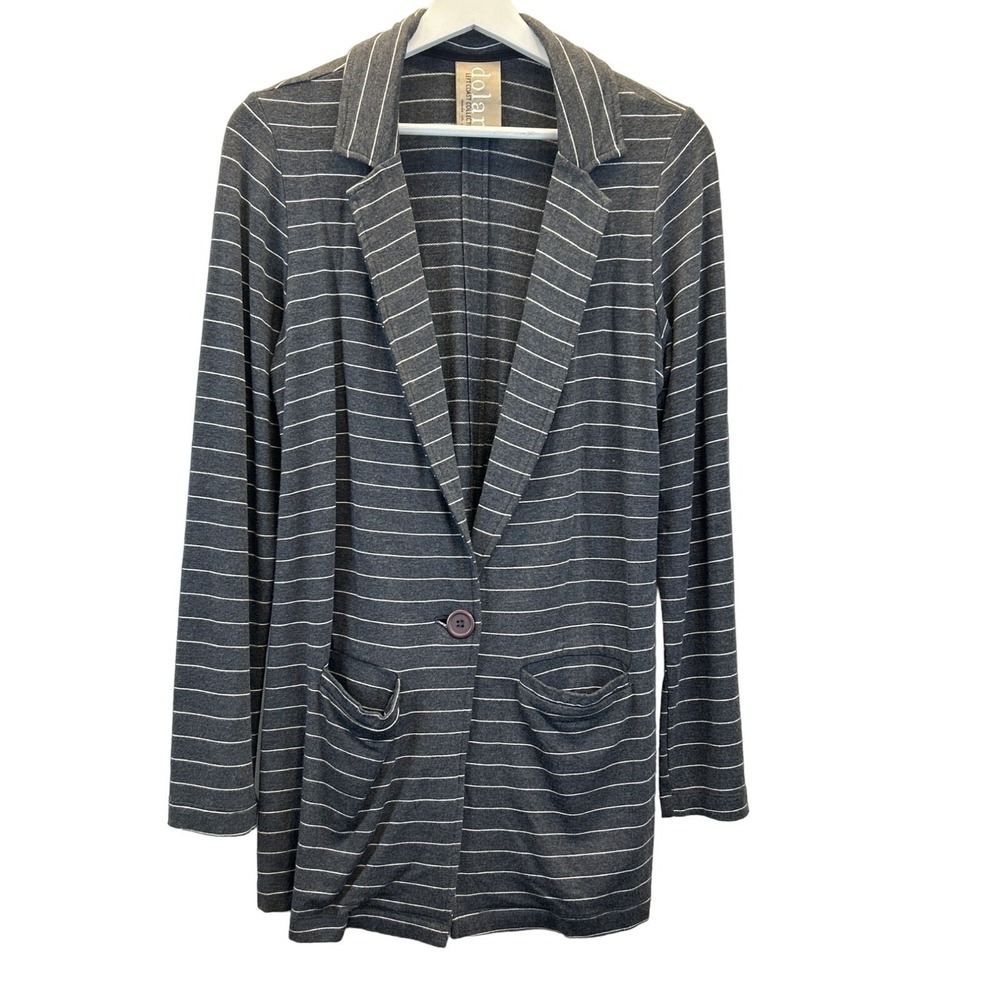 Anthropologie Dolan Jacket Women Medium Heather Grey Striped Single Button